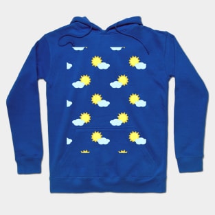 Sun and Clouds Pattern 2 in Light Blue Hoodie